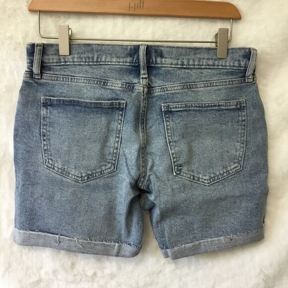 GAP Factory Blue 5" Mid Rise Distressed Denim Shorts With Washwell™ - Picture 10 of 12